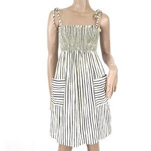 BETSEY JOHNSON Dress Stripe Cotton Smock Tube Top Tie Shoulder Strap 4
